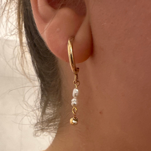 14k Gold Filled Creolen mit Süßwasserperlen & Zirkonia Anhänger