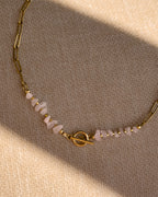 Calista Rosenquarz-Chip Kette