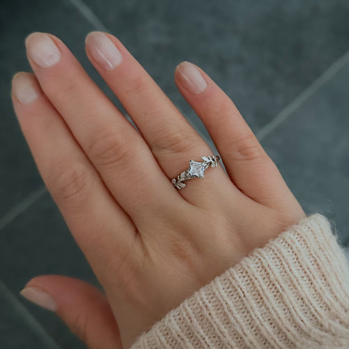 Blatt-Ring aus 935 Argentium Silber