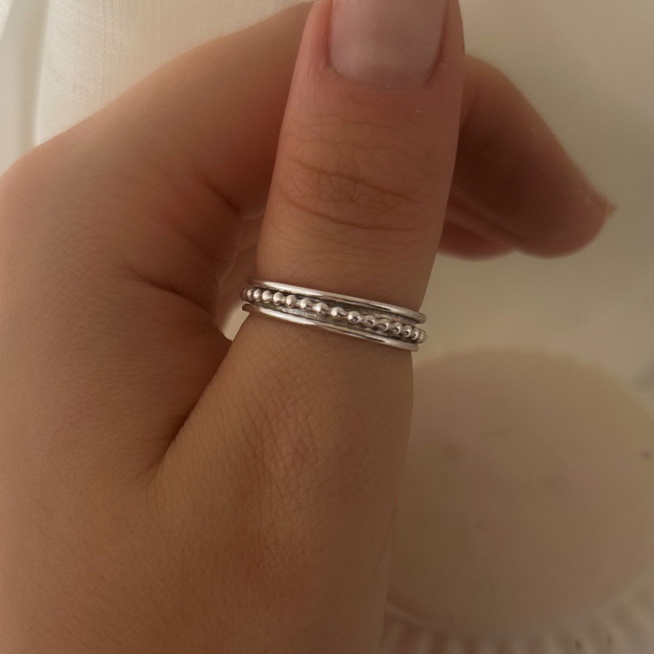 Drehbarer Anxiety-/Fidget-Ring in Silber