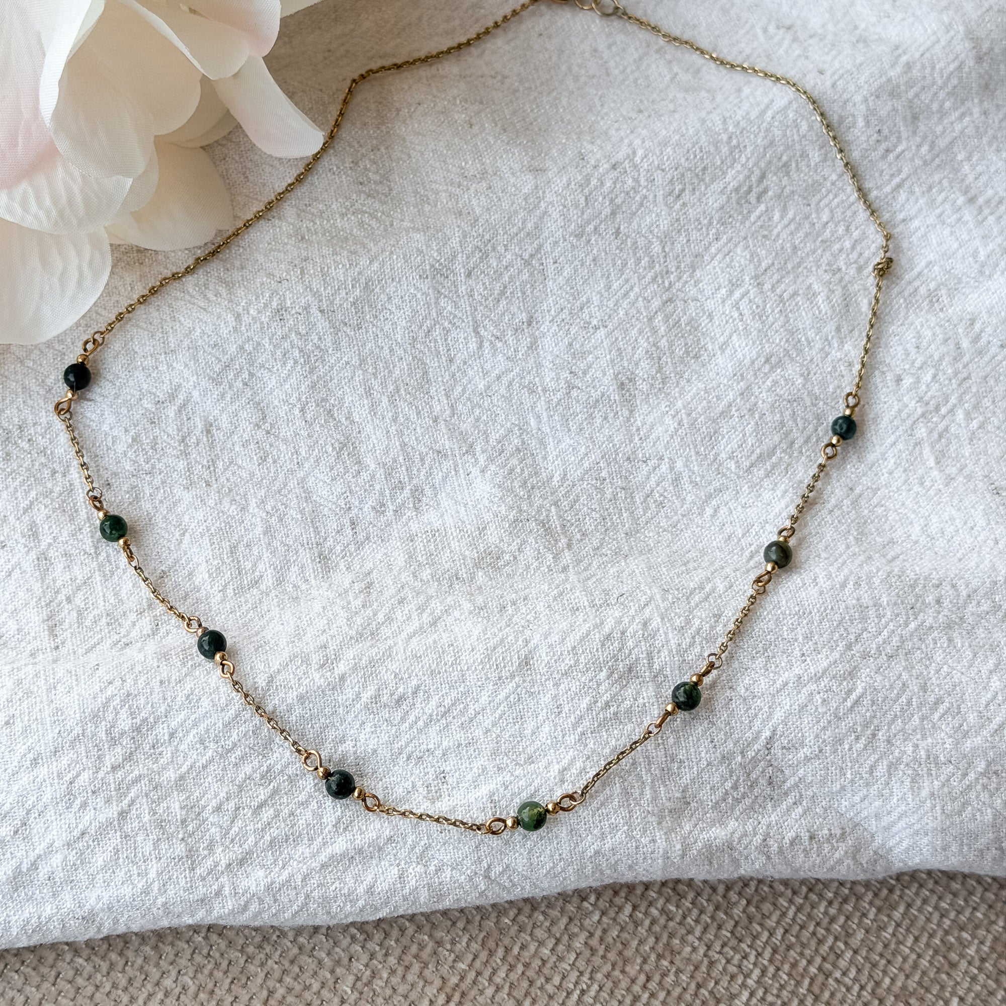 Verde Moosachat-Kette aus 18k vergoldetem Edelstahl