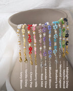 Blumen Armband Miyuki Perlen personalisiert | Vergoldet Edelstahl | Sommer Schmuck Geschenk für Frauen
