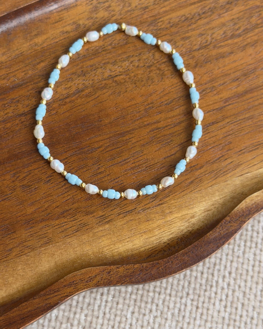 Türkis Perlenarmband Set | Süßwasserperlen & 18K vergoldete Perlen | Miyuki Armband | Sommer Schmuck | Boho Armband | Geschenk für sie