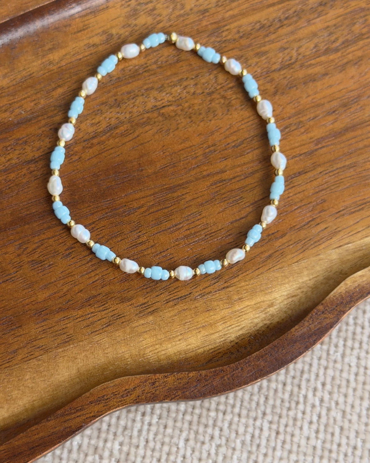 Türkis Perlenarmband Set | Süßwasserperlen & 18K vergoldete Perlen | Miyuki Armband | Sommer Schmuck | Boho Armband | Geschenk für sie