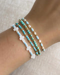 Türkis Perlenarmband Set | Süßwasserperlen & 18K vergoldete Perlen | Miyuki Armband | Sommer Schmuck | Boho Armband | Geschenk für sie