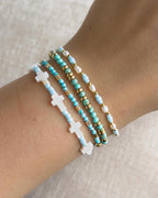 Türkis Perlenarmband Set | Süßwasserperlen & 18K vergoldete Perlen | Miyuki Armband | Sommer Schmuck | Boho Armband | Geschenk für sie