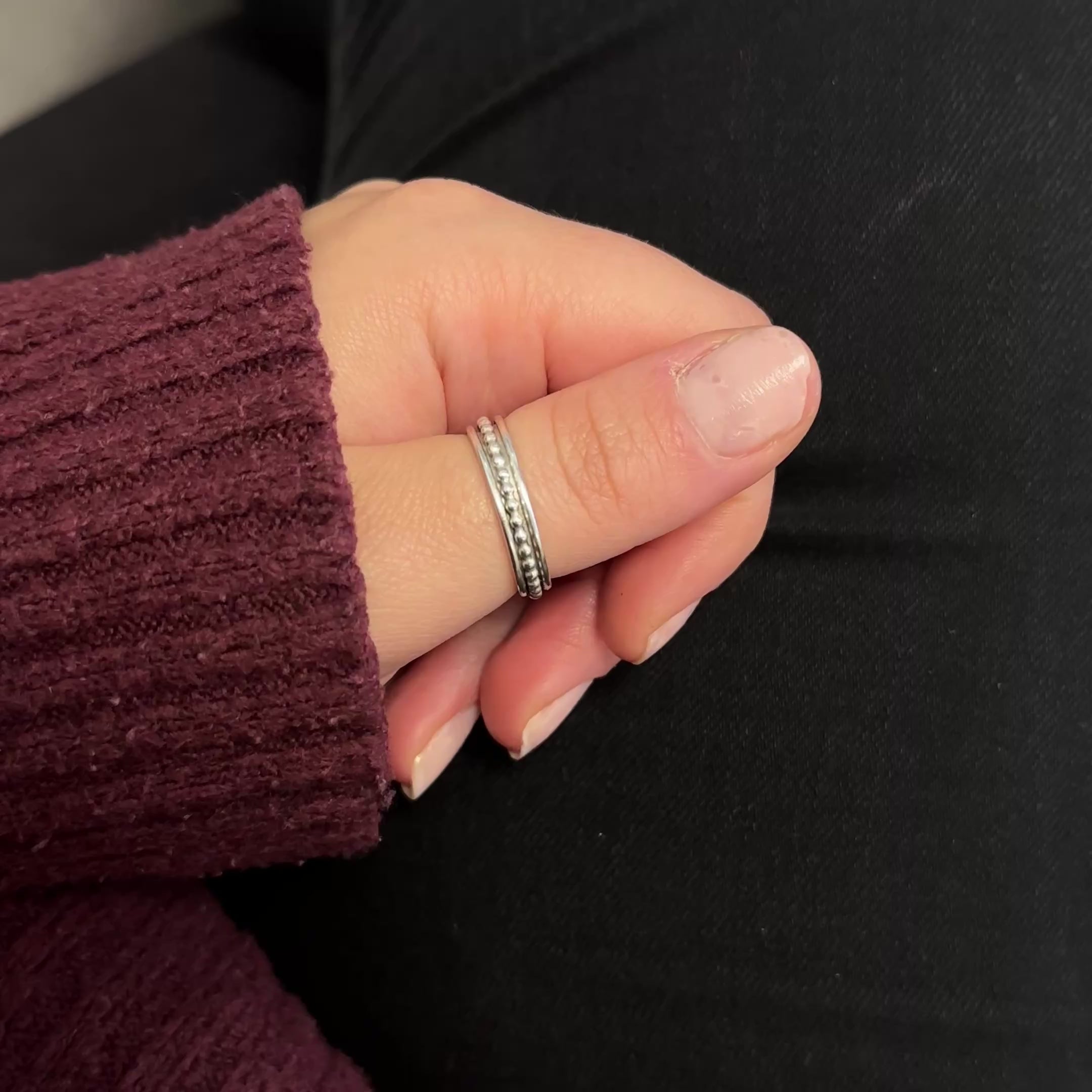 Drehbarer Anxiety-/Fidget-Ring in Silber