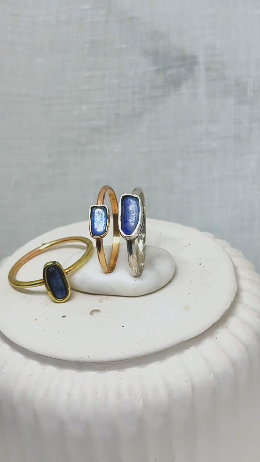 Handgefertigter Ring mit Kyanit – 935 Argentium Silber, 14k Gold Filled oder Messing